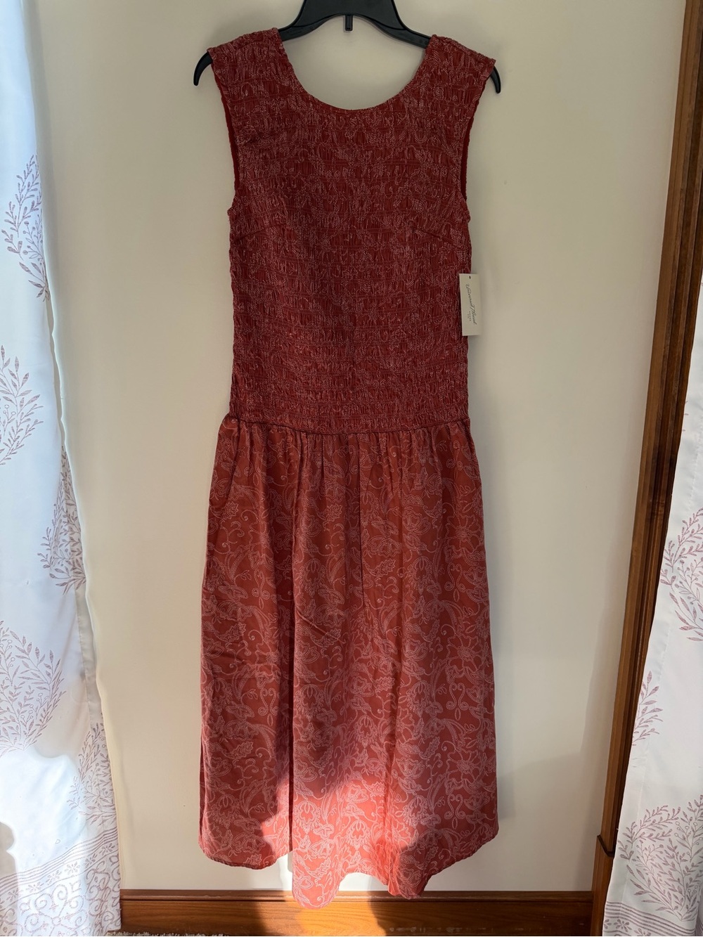 Universal Thread Women’s Large Rust Floral Smocked Midi Dress NWT Fall